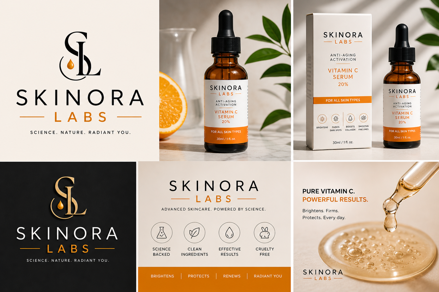 Skinora Anti-Aging Serum applied to glowing youthful skin
