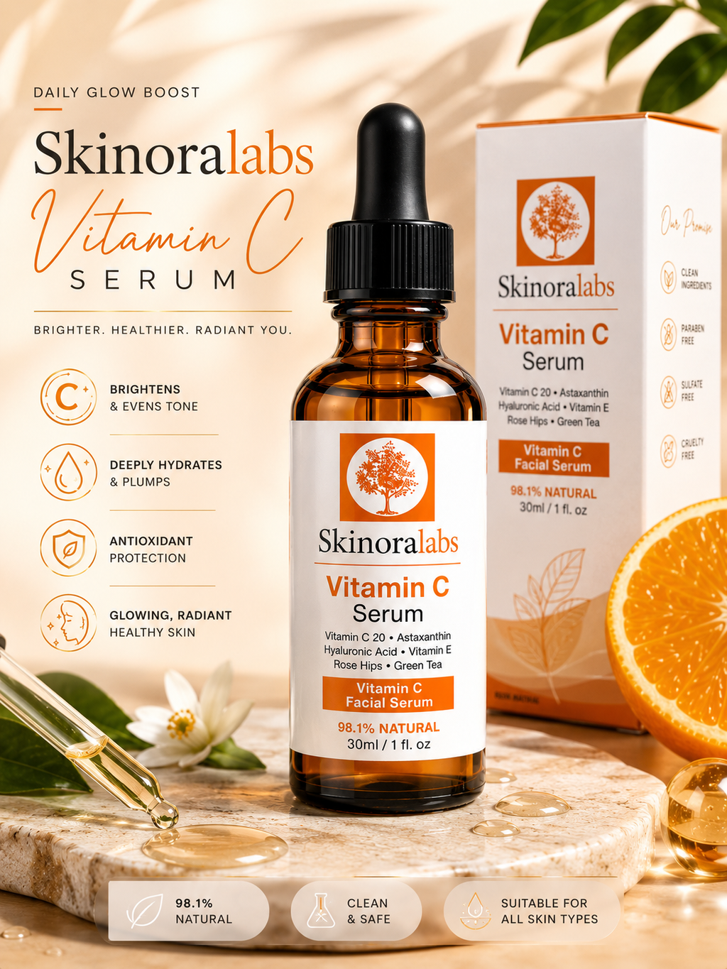 Skinoralabs Vitamin C Serum 20% – Brightening & Anti-Aging