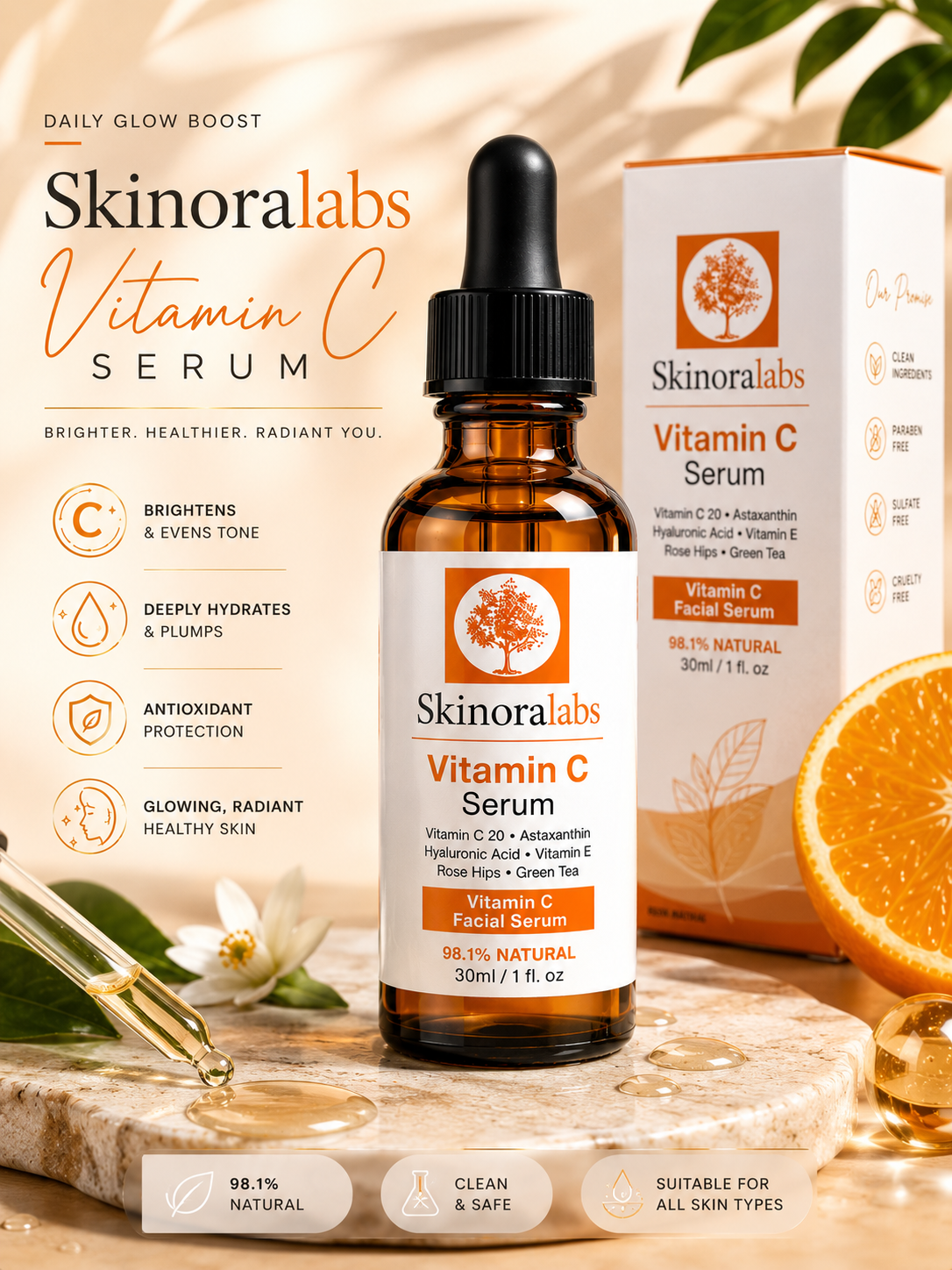 Skinoralabs Vitamin C Serum 20% – Brightening & Anti-Aging