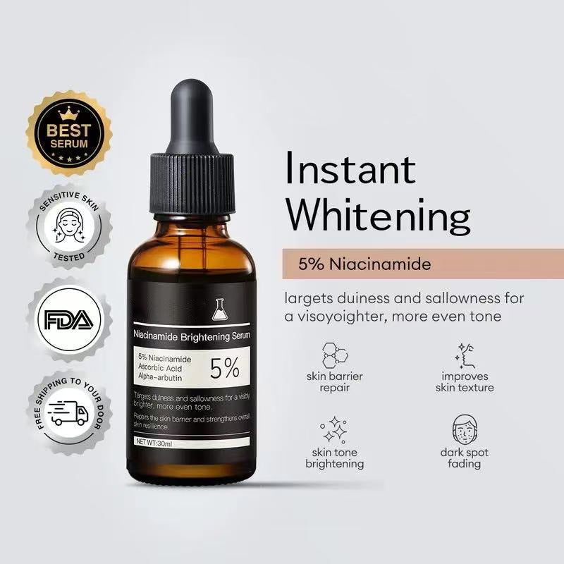 Skinoralabs Niacinamide Brightening Serum 5% bottle on white background