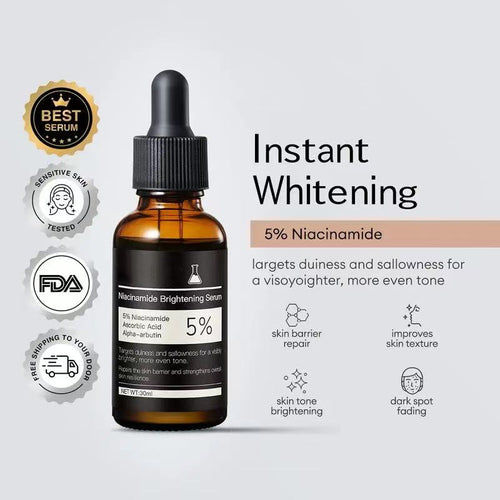 Skinoralabs Niacinamide Brightening Serum 5% bottle on white background