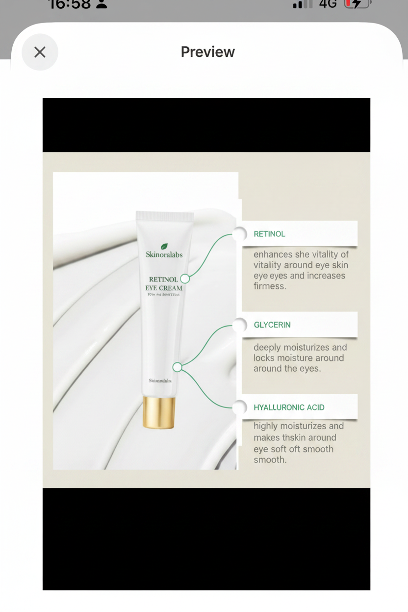Woman holding Skinoralabs Retinol Eye Cream tube – reduces dark circles, lifts and firms, smooths fine lines